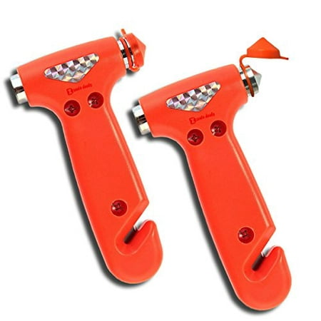 Zento Deals 2 Pack of Window Breaker and Hammer and Seatbelt Cutter-Automobile 2 in 1 Emergency Escape Rescue