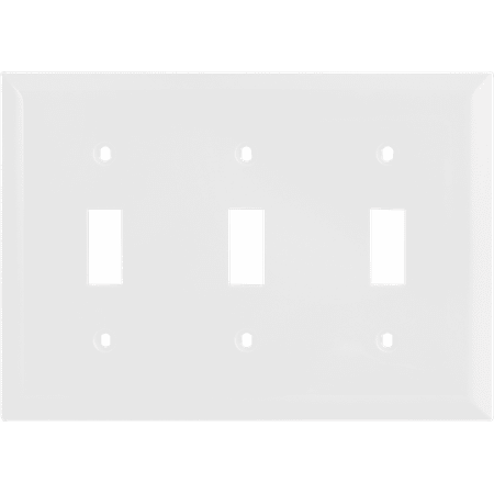 Hyper Tough Unbreakable Triple Toggle Wallplate, Nylon, White, 0A, 52715