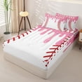 thumbnail image 2 of Homewish Pink Drippy Baseball Stitch Print Zipper Twin Comforter Sets with Fitted Sheet and 2 Pillowcases,Sports Monogram Zipper Bedding Set For Kids Boys And Girls,Reversible,4 Pieces, 2 of 7