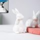 thumbnail image 3 of Figura de conejo de Pascua, conejos de cerámica, porcelana, arte moderno, decoración primaveral para el hogar, adornos y figuritas de conejo para Pascua, 3 of 4