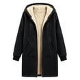 thumbnail image 5 of Inverlee Womens Sherpa Lined Hooded Coat Zip Up Long Jacket Winter Warm Outerwear Black (S-3XL), 5 of 8