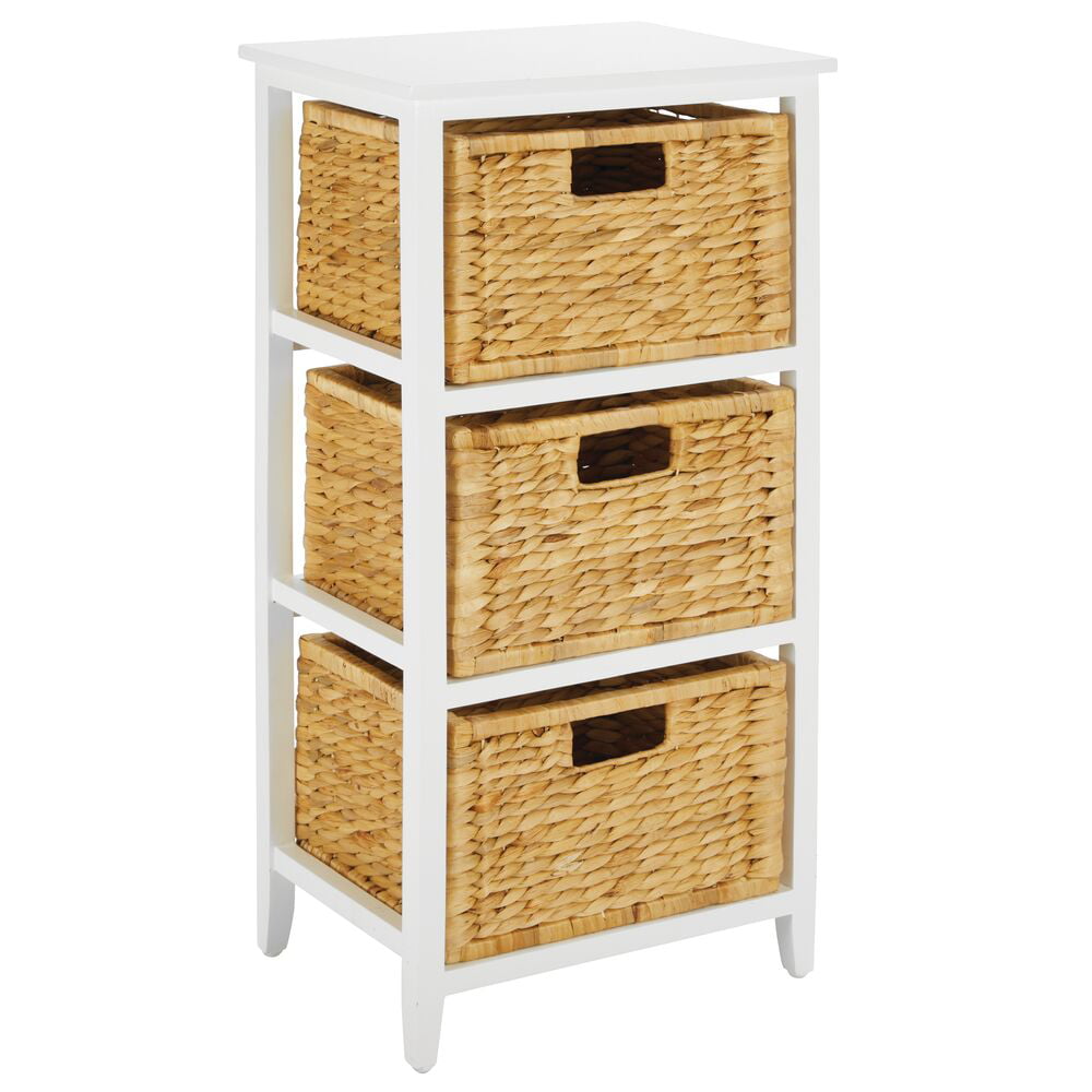 Furnituremaxi Country Style Bedside Table 3 Drawer Cabinet Storage Unit Bedroom Furniture White