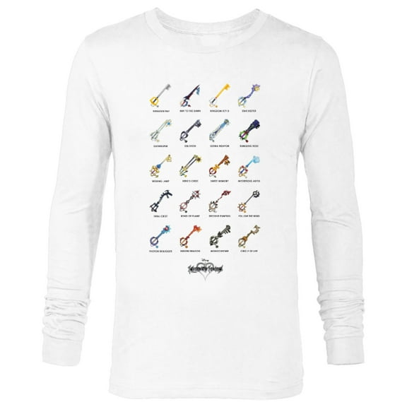 Disney Kingdom Hearts Keyblades with Names - Long Sleeve T-Shirt for Men -Customized-White
