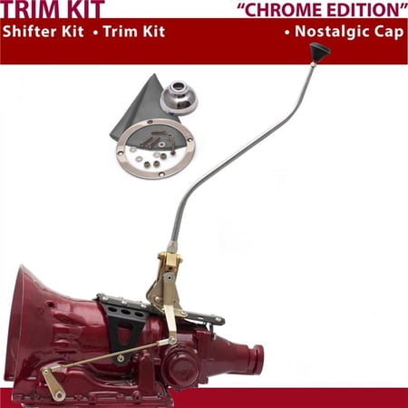 American Shifter C6 Shifter Kit 23 in. Swan Trim Kit Chrome Dual Shift Cap Gray Boot Ringd Knob for D213B