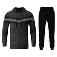 thumbnail image 3 of Men‘s Striped Stitching Zipper Sweatshirt Hooded Jacket Sweater Set, 3 of 6