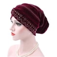 thumbnail image 5 of SPRING PARK Women's Elegant Velvet Stretch Turban Hat Lady's Hijab Cap Hair Loss Head Scarf Cover Headwear Cap, 5 of 6