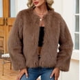 thumbnail image 4 of Womens Faux Fur Coat 2026 Winter Long Sleeve Open Front Shaggy Furry Warm Fluffy Parka Short Jacket Outwear, 4 of 7