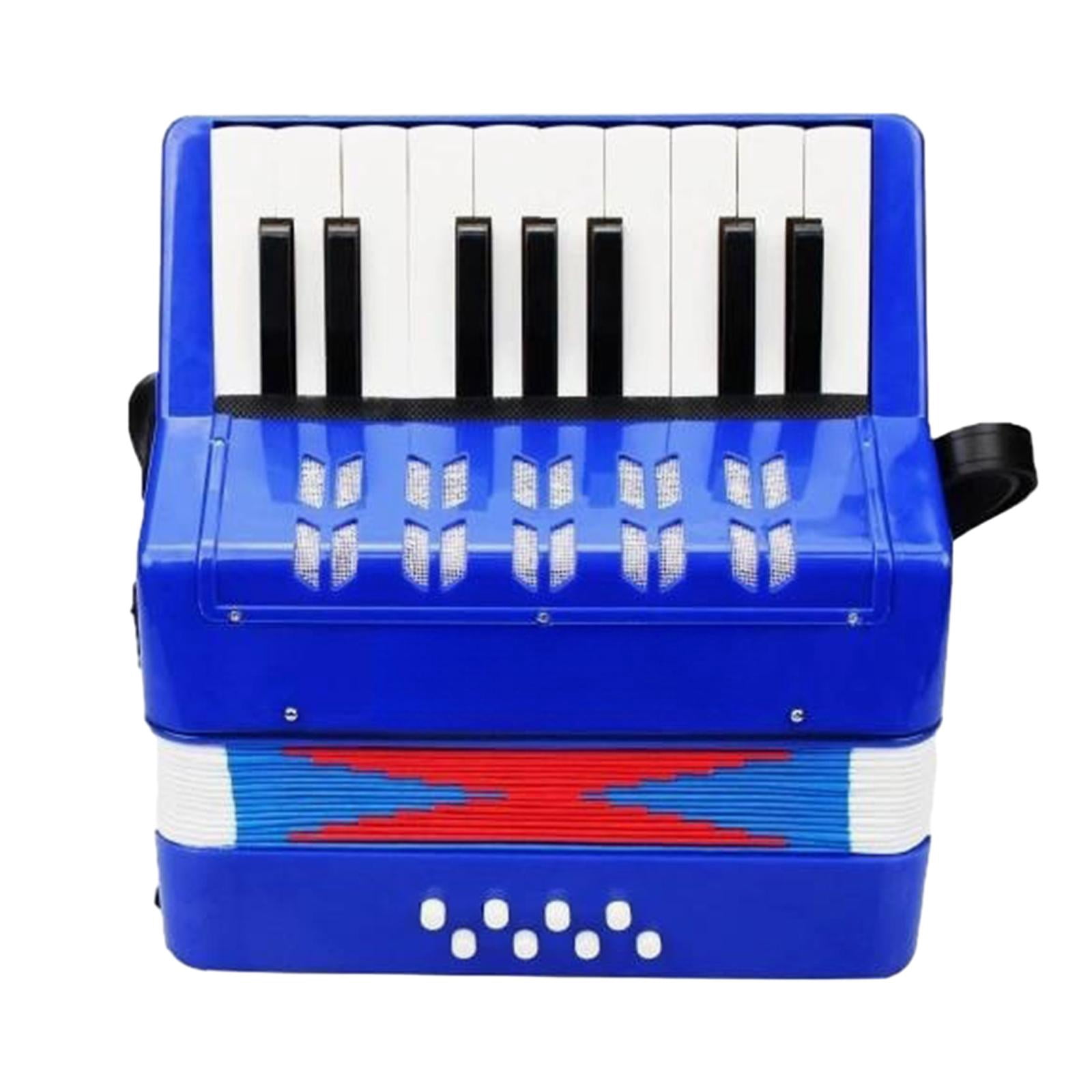 LeeQinersw 17 Keys 8 Bass Piano Accordion Early Childhood Development Hand Eye Coordination Blue
