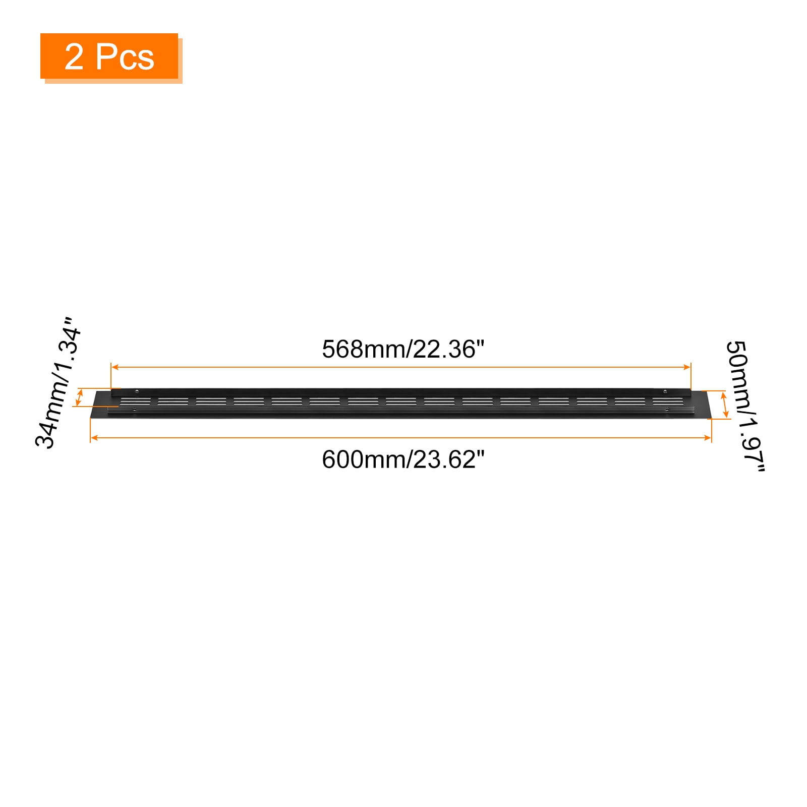 2Pack Rectangle Ventilation Grille Aluminum Alloy Mesh Air Vent Cover, 600x50mm