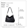 thumbnail image 3 of Genuine Cowhide Leather Women Hobo Bag, Soft Shoulder Tote, Pebbled Texture, Large Capacity, Black, 3 of 11