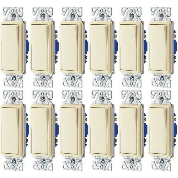 (case of 12) EATON Wiring 7503LA-BOX 15-Amp 120-Volt 3-Way Decorator, Light Almond