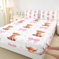 thumbnail image 3 of Manfei Farm Animal Highland Cow Fitted Sheet Full,Cute Pink Bowknot Bed Set,3pcs,1 Fitted Sheet and 2 Pillowcases, 3 of 6