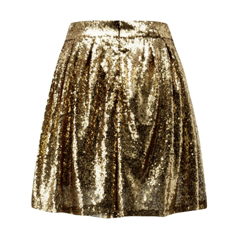 Fsqjgq Skirts for Women Black Skirt Gold Denim Skirt Women Vintage