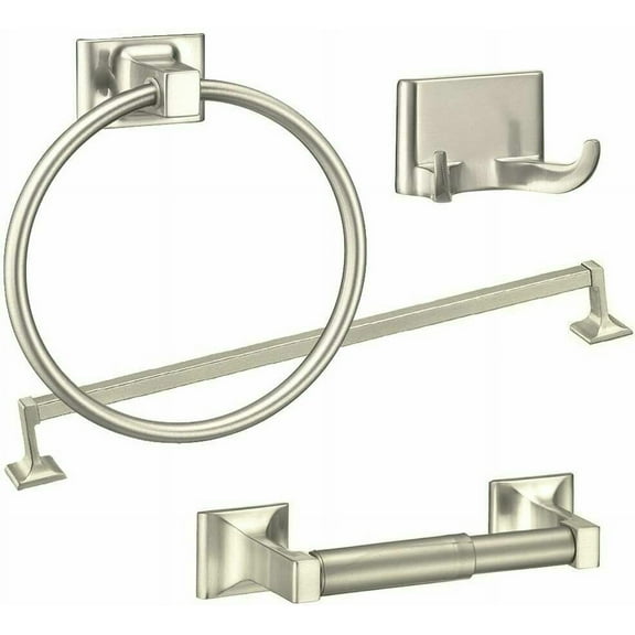 Satin Nickel 4 Piece Bathroom Hardware Bath Accessory Set