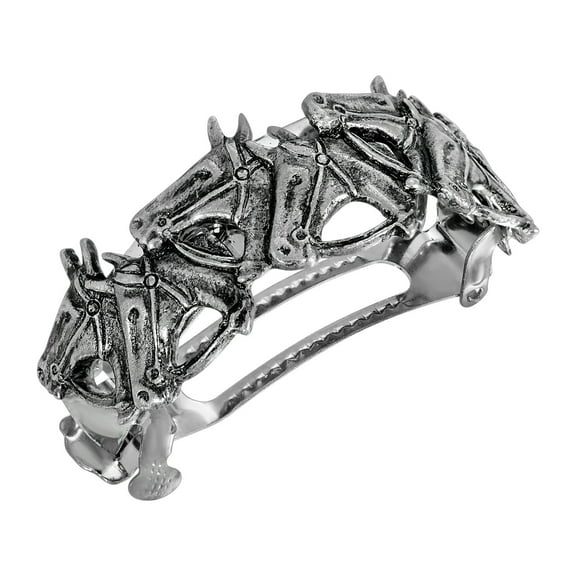 1928 Jewelry Racing Horses Ponytail Barrette, (1 Pcs)