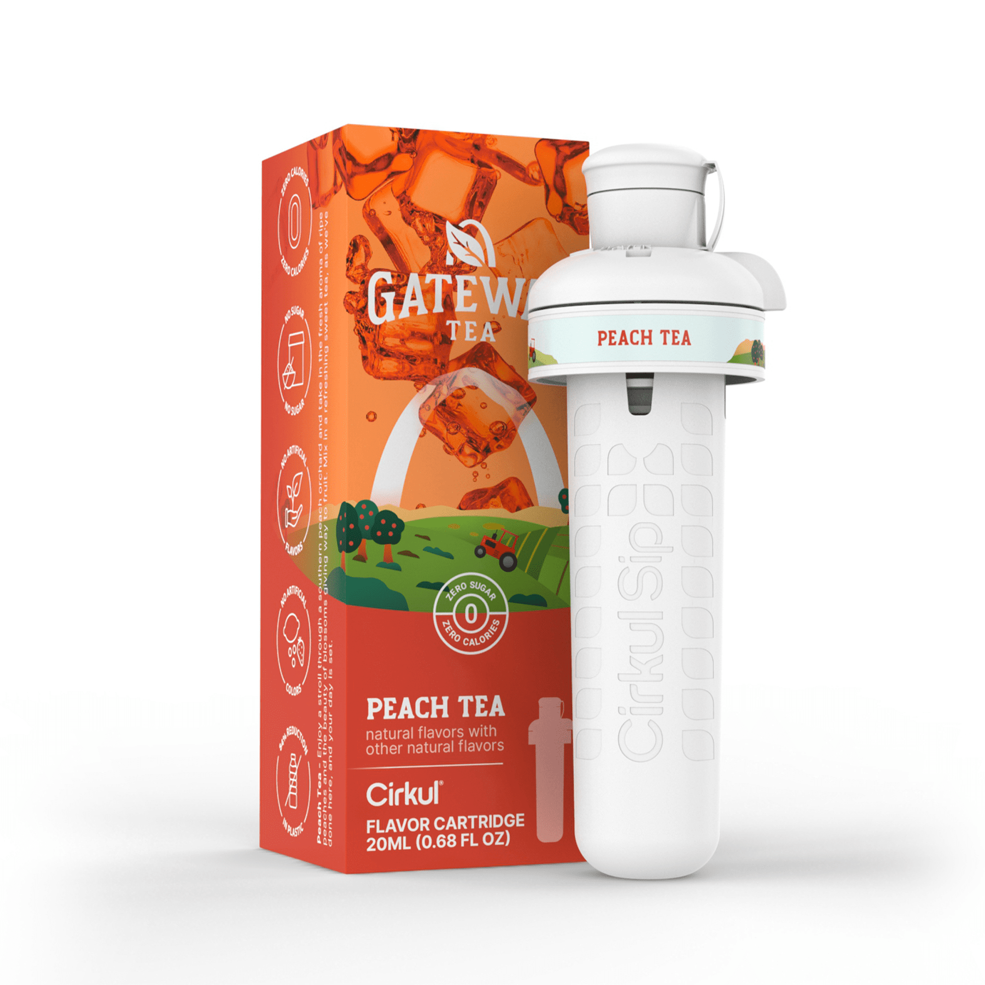 Cirkul Gateway Peach Tea, Flavor Cartridge, Drink Mix, 4Pack