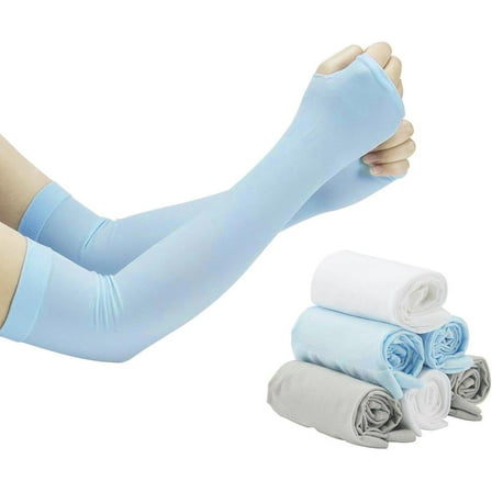 6 Pairs UV Protection Cooling Arm Sleeves Cover for Women Men, Sun Sleeves with Thumb Hole for Biking, Gardening, Driving, Fishing, Golf, Hiking