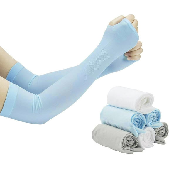 6 Pairs UV Protection Cooling Arm Sleeves Cover for Women Men, Sun Sleeves with Thumb Hole for Biking, Gardening, Driving, Fishing, Golf, Hiking