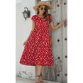 thumbnail image 2 of Fantaslook Dresses for Women Summer Casual Boho Dress Floral Print Ruffle Sleeve Midi Beach Dresses, 2 of 7