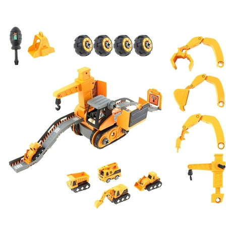 Construction Truck Toys for 3 4 5 6 Years Old, 4 in 1 Construction Vehicles STEM Take Apart Toy Car