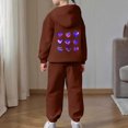 thumbnail image 6 of HUAXUN-Girls 2 Piece Outfits Toddler Girls Heart Print Sweatshirts Sweatpants Set School Outfits Girl Clothes Fall Winter Hoodie & Pants Sets(B-Brown,6-7 Years), 6 of 7