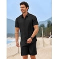 thumbnail image 4 of COOFANDY 2 Piece Set for Men Cruise Outfits Set Mens Summer Vacation Outfit Short Sleeve Button Down Shirts, 4 of 7