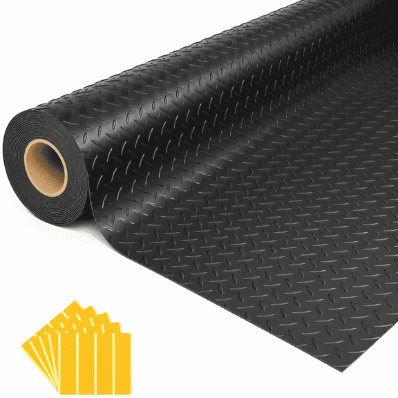 4X9Ft Exercise Mat, Floor Tiles, Protective, for Home Gym And Workout Equipment, Fit for Garage Floor, 2.3Mm Thick, Black