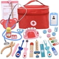 thumbnail image 1 of Kit de médico para niños, médico de juguete de madera con estetoscopio real - Blanco - 3 años - Unisex, 1 of 3
