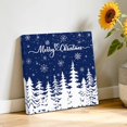 thumbnail image 3 of Canvas Wall Art, Navy Blue Christmas Trees Framed Canvas Prints for Living Room Bathroom, Winter Xmas Snowflakes Pine Forest Gallery Wrapped Wall Decor for Home Office, Gifts, 12"x12" Ship Next Day, 3 of 9
