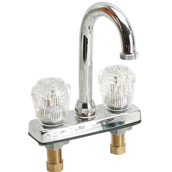 (Price/EA) Whitecap Bar Faucet Chrome Plated Brass w/Clear Acrylic Handles, P-4068A