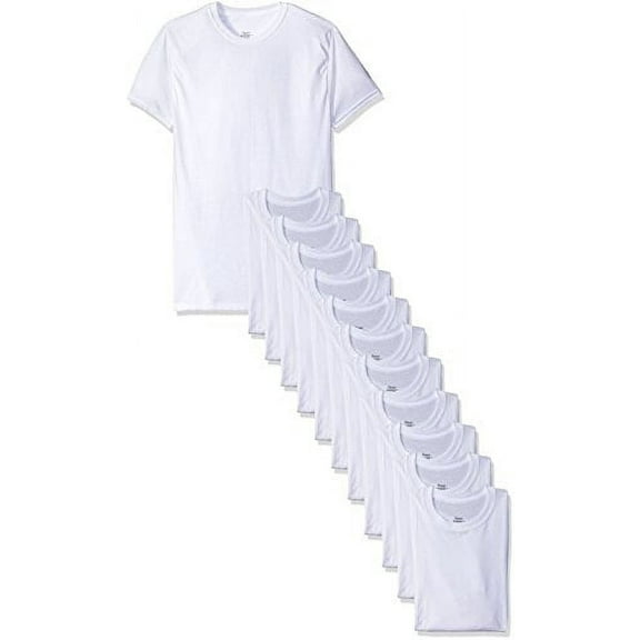 Hanes Men's 12-Pack Crew T-Shirt, White, Large