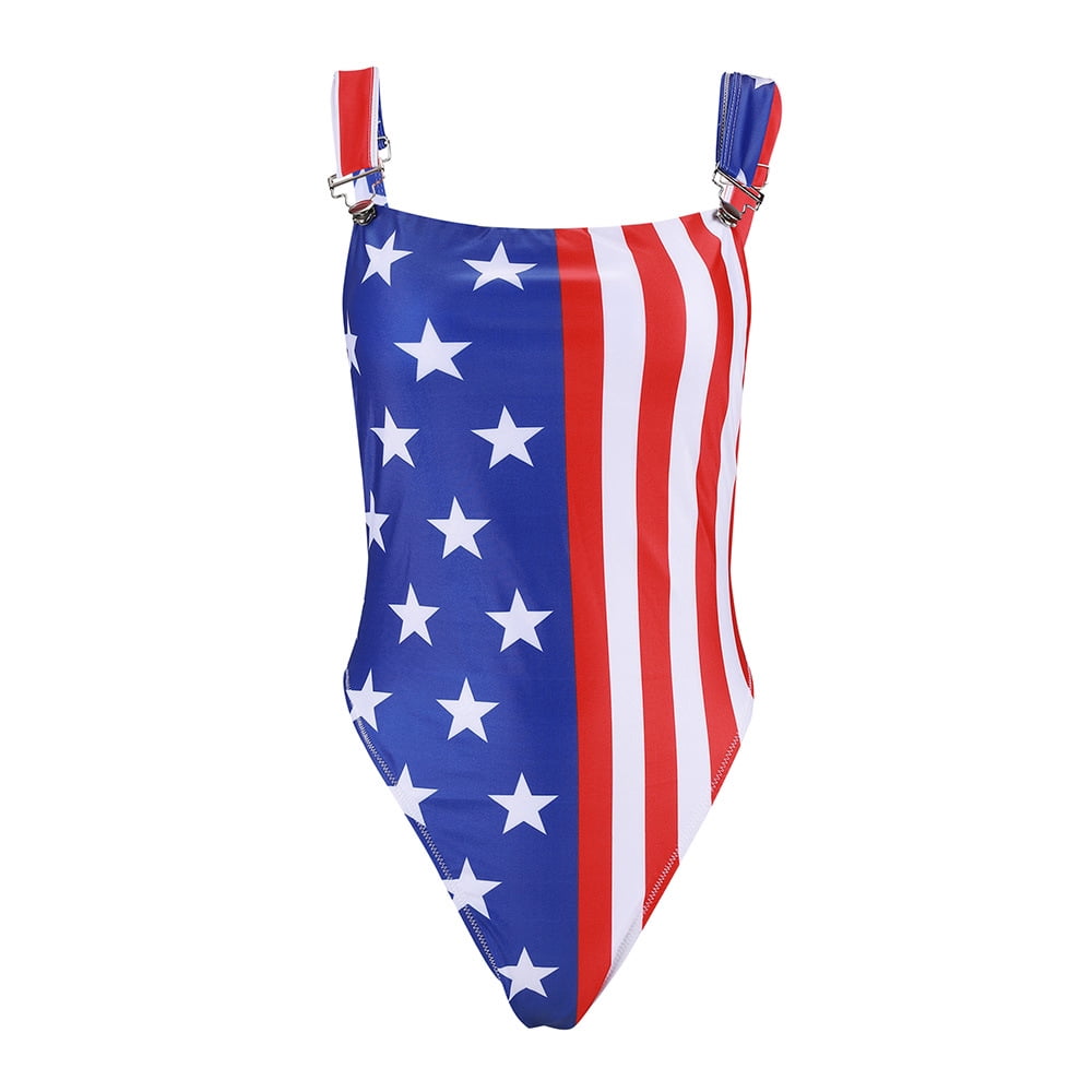 Women One Piece Bikini Bathing suit American Flag PushUp Beachwear Swimwear Swimsuit Walmart