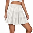 thumbnail image 2 of QATAINLAV Womens Summer Solid Color Ruffle Mini Skirt Tiered High Waist A Line Skirts Cute Flowy Athletic Golf Tennis Skirt White M, 2 of 7