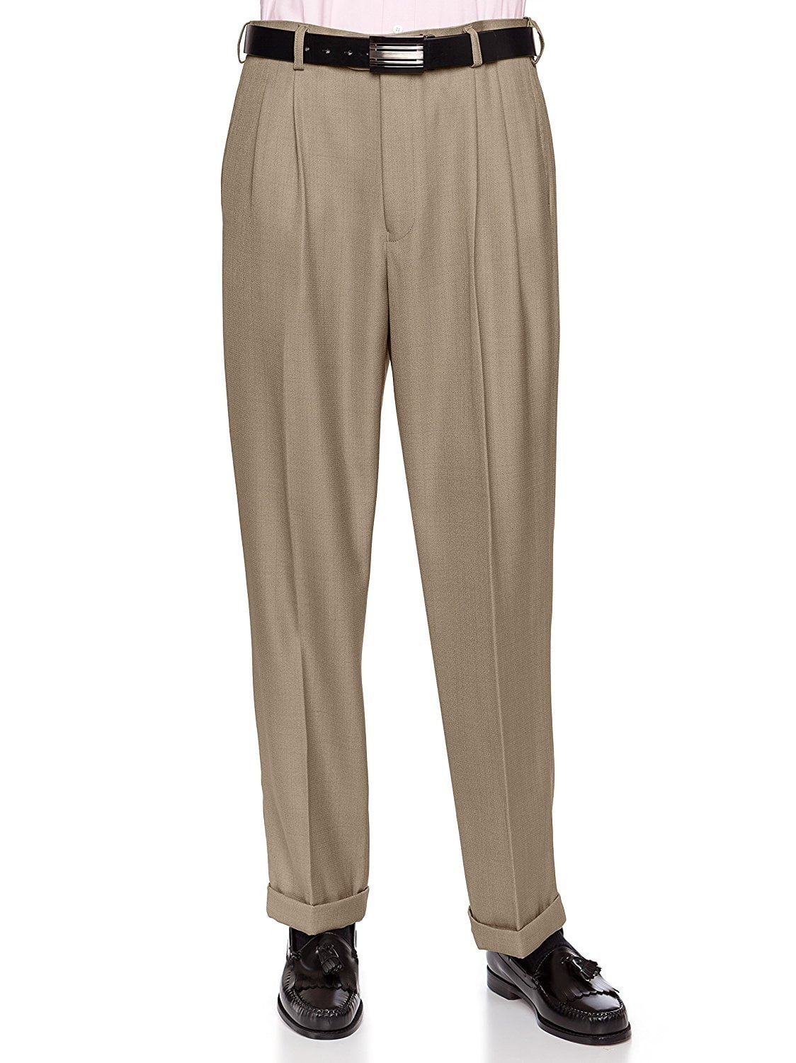 Giovanni Uomo Mens Pleated Front Expandable Waist Dress Pants