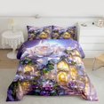 thumbnail image 2 of Homewish Dreamy Castle Full Size Comforter Sets,Romantic White Rose Bedding Comforter Set,Purple Flower Floral Bedding Sets For Girl,Breathable Home Decor Reversible,3-Piece, 2 of 8
