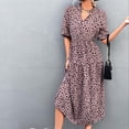 thumbnail image 4 of Pompotops Robe Longue Maxi Bohème Mode Femme Col en V Manches Mi-Longues Imprimé Floral, 4 of 8