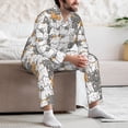 thumbnail image 5 of Mens Pajamas Set, Cartoon Lines Funny Cute Cat Button Down Long Sleeve Loungewear Sleepwear Pjs sets for Men, 5 of 5