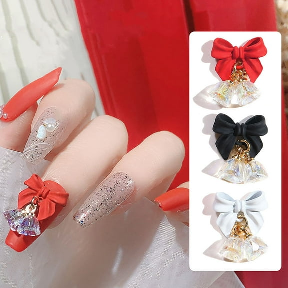 LEDMOMO 6Pcs Nail Ornament Bow Nail DIY Decor Assorted Color Decorative Manicure Accessory