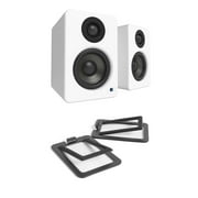 Kanto YU2 PC Gaming Desktop Speakers 100W - Matte White Pair with Kanto S2 Angled Desktop Speaker Stands - Black Pair 2022