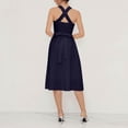 thumbnail image 3 of Women's A-Line Cocktail Dress, Sexy Criss Cross Backless Party Dresses, Flattering Ruched Waist French Square Neck Summer Wedding Guest Midi Gown, 3 of 4