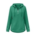 thumbnail image 6 of Women Waffle Knit Quarter Zip Hoodie Sevevn Drawstring Kangaroo Pocket Long Sleeve Loose Fit Casual Oversized Pullover Sweatshirt, 6 of 6