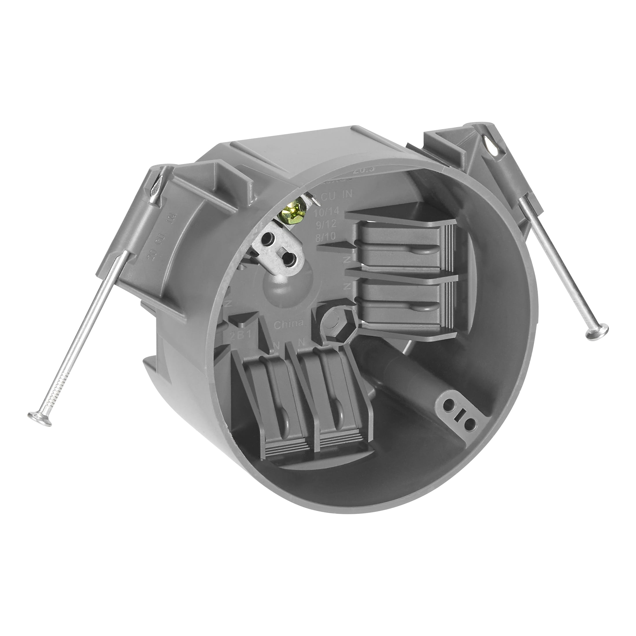 Maxxima 20.3 cu. in. PVC New Construction Ceiling Electrical Junction Box, Ceiling Box w/ Nails, ETL Listed, Gray (10 Pack)