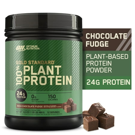 Optimum Nutrition, Gold Standard 100% Plant Protein Powder, Rich Chocolate Fudge 1lb Tub