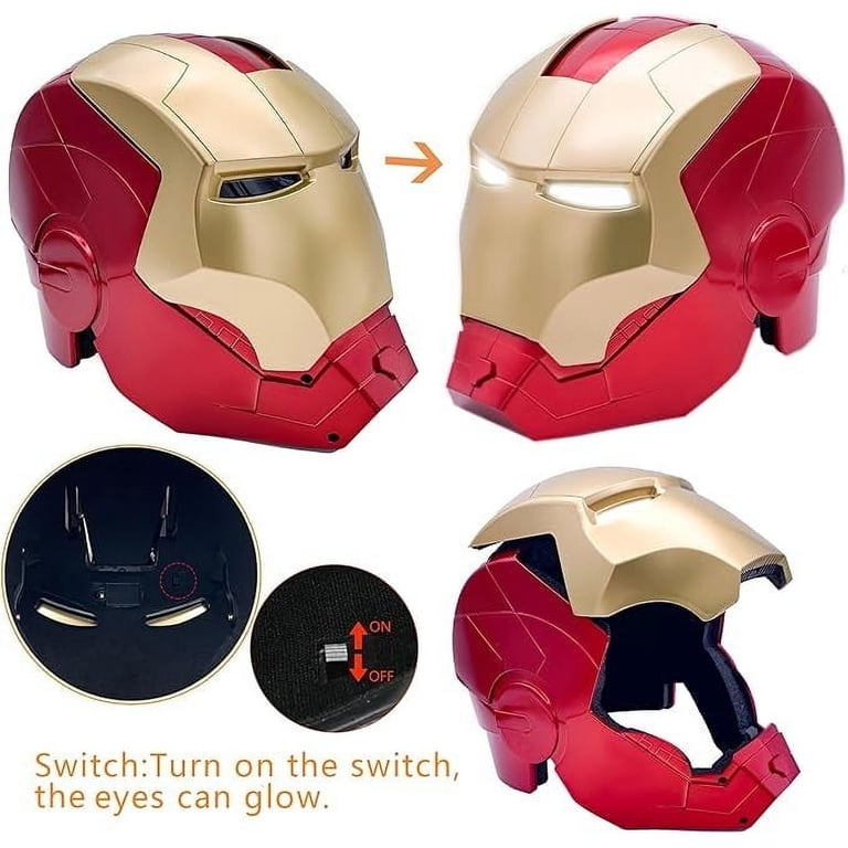 iron man costume cosplay helmet XSociety®️ Gold - MK5 Jarvis Iron Man Mask Lets you feel just like Iron Man Adjustable straps Marvel Rivals Iron Man Cosplay