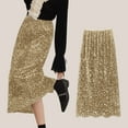 thumbnail image 2 of Telankuip Women's Velvet Sequin Skirts Hip Wrap Sparkly Retro Midi Straight Skirt High Waist Slimming Stretchy Bodycon Night out Party Outfits Beige One Size, 2 of 4
