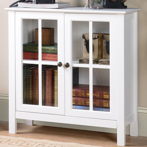 Os Home And Office White Glass Door Accent And Display Cabinet