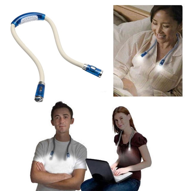 LED flexible manos libres abrazo cuello lectura libro luz antorcha linterna (azul)