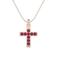 thumbnail image 1 of Collier Pendentif Femme Croix Sainte en Argent Sterling 925 avec Verre Rubis Rond 3mm Bijoux, 1 of 3