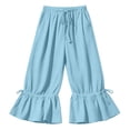 thumbnail image 4 of HAiming Plus Size Boho Pants for Women Ruffle Baggy Loose Casual Drawstring Elastic Waist Pants Vacation Pants, 4 of 9