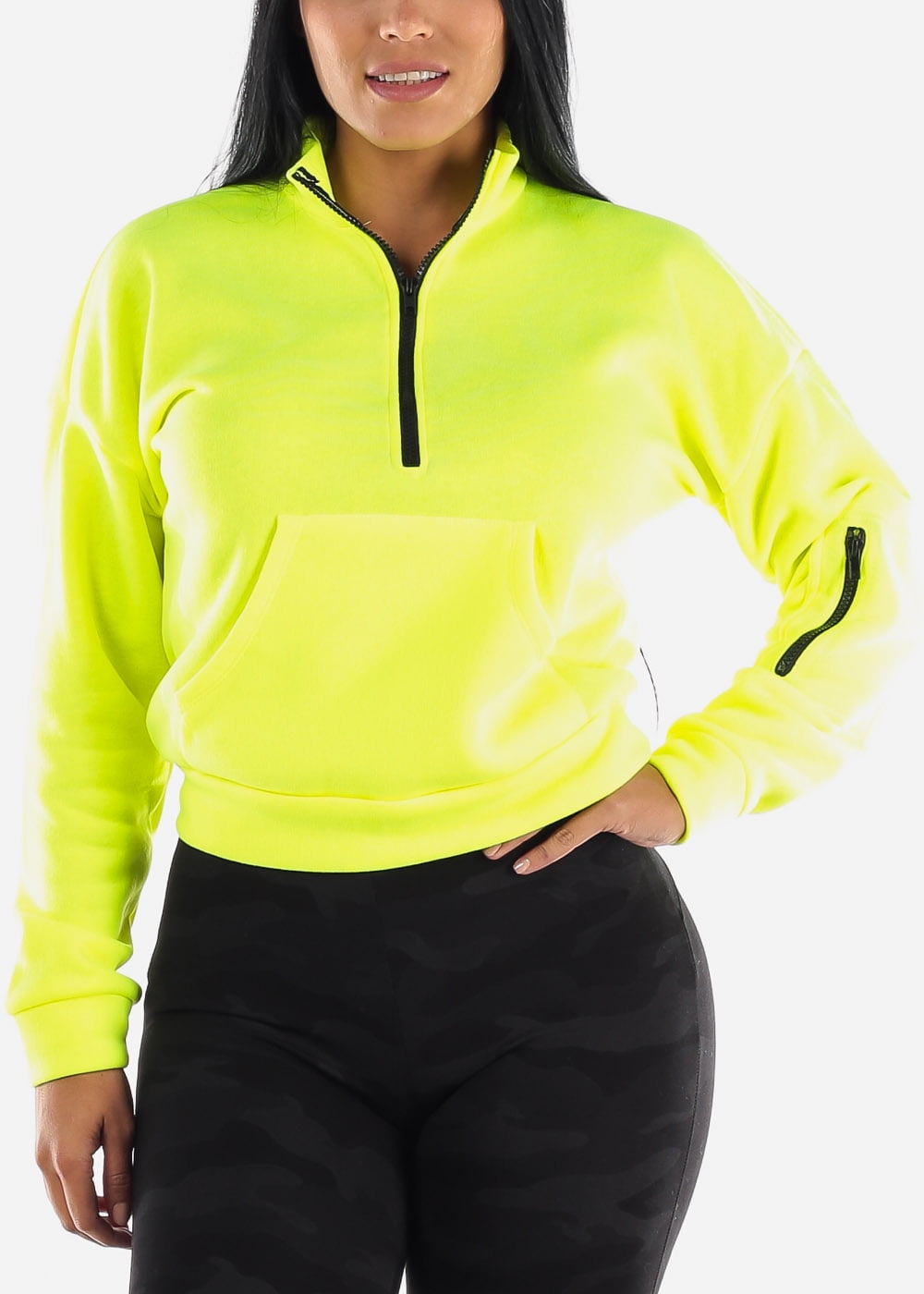 yellow half zip sweater